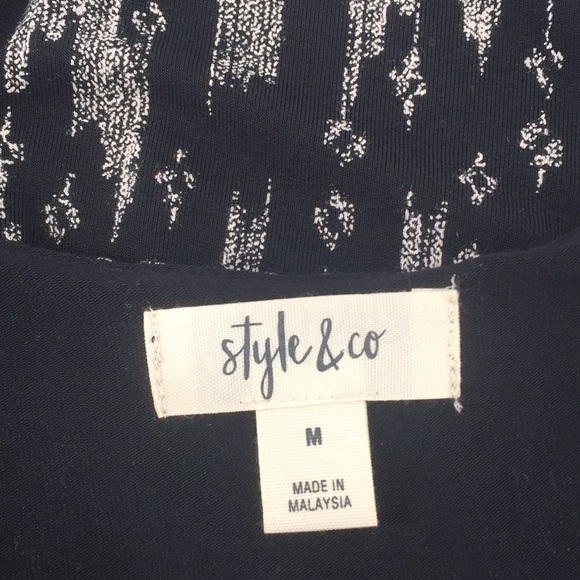 Nwt 𝅺Style & Co Printed Black Waterfall Dress Medium - Picture 6 of 9